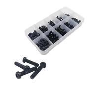 Kit de vis et écrous à tête cylindrique cruciforme, en nylon noir et blanc, 300/700/1160 pièces, M2, M2,5, M3, M4, en plastique, isolant, boîte(Black 300pcs)