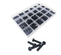 Kit de vis et écrous à tête cylindrique cruciforme, en nylon noir et blanc, 300/700/1160 pièces, M2, M2,5, M3, M4, en plastique, isolant, boîte(Black 1160pcs)