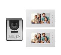 Kit de visiophone filaire 7 pouces Vision nocturne 2 voies Interphone vidéo Système de sonnette Systèmes de sécurité pour bureau à domicile Appartement Villa AC100-240V(EU Plug-blanc)