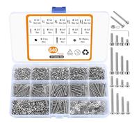 Kit de visserie M2.5, Ensemble de 840 vis à tête hexagonale avec vis à tête bombée, à tige cylindrique, écrous et rondelles, Acier inoxydable