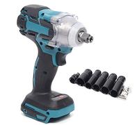 Kit de visseuse à percussion sans fil compatible 1/2" 520 Nm - Jeu de douilles sans balais pour visseuse à percussion Makita 18 V - Avec crochet - Sans batterie ni chargeur