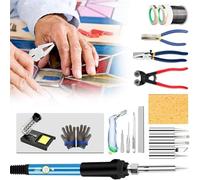 Kit de vitrail, kit de démarrage pour vitrail, kit de démarrage Professionnel, avec kit d'outils de Coupe-Verre, kit de Fer à souder 60 W, Ruban en Feuille de cuivre de 2 m of