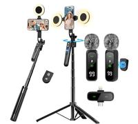 Kit de Vlogging pour iPhone/Android, trépied pour téléphone portable de 180 cm avec suivi automatique du visage, rotation à 360°, trépied pour téléphone portable et créateur de contenu avec lumière et