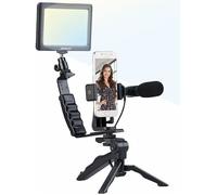 Kit de vlogging avec Lampe LED, Microphone, trépied et Support pour Smartphone [Somikon]