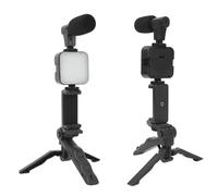 Kit de Vlogging Vidéo, Kit de Micro Vidéo pour Smartphone à Réduction de Bruit avec Lumière de Remplissage LED, Support de Trépied de Téléphone Pliable Portable pour Les