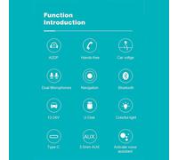 Kit De Voiture Avec Rétro Éclairage Bluetooth 9 Couleurs, Récepteur Audio Aux Mains Libres, Lecteur Mp3 Qc3.0, Charge Rapide, Écran Lcd, Transmetteur Fm