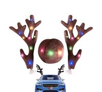 Kit de voiture nasal en bois de renne de Noël à LED - Universel, facile à installer, costume de vacances résistant aux intempéries, décoration de véhicule festif | SUV Spirit Charme fantaisiste