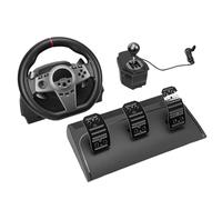 Kit de Volant de Course et Pédales au Sol avec Manettes de Vitesse Manuelles, Rotation à 270° pour un Contrôle amélioré pour Jeux de Simulation PC,