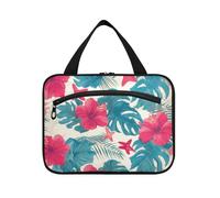 Kit de voyage à suspendre avec crochet et feuilles tropicales, hibiscus rouge, étoiles de mer, trousse de voyage multifonction pour femme, voyage, croisières, Porta cosmeticos Mujer para cartera