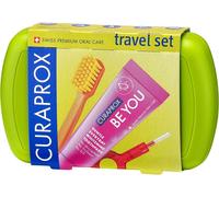 Kit De Voyage - Brosse À Dents Cs 5460 Avec Dentifrice 'be You' Et 2 Brosses Interdentaires Cps Prime 07 Et 09 - Kit De Soins Dentaires 9,5 Cm X 6 Cm - Vert