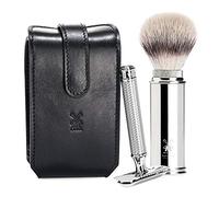 Kit de Viaje Brocha Fibra Punta Plata & Maquinilla Clásica