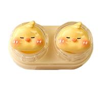 Kit de voyage pour lentilles - Étui de rangement à double compartiment avec design étanche pour des lentilles sécurisées - Boîte de rangement facile à transporter, jaune