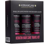 Kerargan - Kit de Voyage Ultra Réparateur à la Kératine Shampoing, Après-shampoing & Masque - Nourrit, Lisse, Renforce & Protège même en Déplacement - Sans Sulfate, silicones, OGM - 3x100 ml