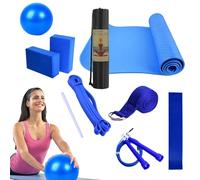Kit de yoga de 0,7 cm avec tapis - Kit de yoga, équipement de fitness pour exercices de pilates au sol, comprend une bande de résistance extensible, un ensemble complet de yoga pour la maison, la