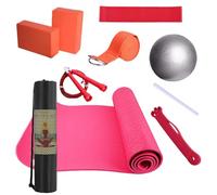 Kit de yoga établi pour débutants, tapis d'entraînement avec blocs de yoga, bande de résistance portable | Étirement, entraînement de résistance et thérapie, équipement d'entraînement