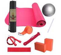 Kit de yoga - Kit de yoga de 182,9 cm | Ensemble d'entraînement à domicile avec tapis de bloc, bandes de balles, anneau réglable, équipement portable léger pour débutants et praticiens expérimentés