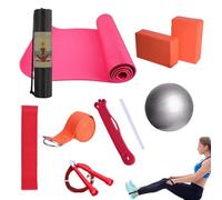 Kit de yoga pour débutants, débutants, tapis de fitness avec balle, bande de résistance portable, équipement d'entraînement pour la maison, pilates, étirement
