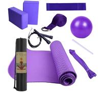 Kit de yoga pour débutants, tapis d'entraînement de yoga avec sac de transport, comprend une bande de résistance, une bande extensible, des appareils d'entraînement pour pilates et fitness
