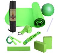 Kit de yoga - Tapis d'exercice antidérapant, coussin épais, blocs de yoga légers offrant un soutien stable, comprend une bande de résistance en latex, une sangle d'étirement améliore la flexibilité