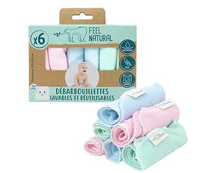 Kit Debarbouillette Bebe Lavable - Serviette Bebe Visage - 21,5 x 21,5 cm - Matière Ultra Douce Adaptée aux Peaux Sensibles Nourrisson Lavable et Réutilisable - Alternative Responsable Feel Natural