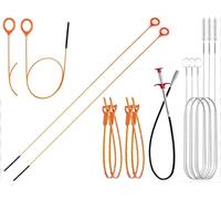 Kit déboucheur canalisation 12 pièces, furet 90 cm avec pince 4 griffes, 4 tiges acier 81/130 cm anti-bouchon douche, 4 serpents nylon 64 cm, 3 brosses inox 1,5 m, pour salle de bain et cuisine