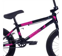 Kit Decalart de 11 autocollants pour cadre de vélo BMX universels, couvre-rayures FREE STYLE street race sport aventure graphiques pour BMX, renouvelle le cadre L101 (046 Rose FLUO)