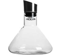 Kit décanteur avec décanteur et bec verseur - 100% verre cristal sans plomb soufflé à la main avec couvercle de décantation en acier inoxydable et filtre pour une coulée facile (Fond plat)
