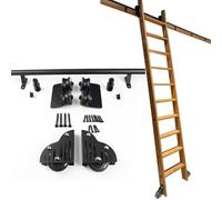 Kit d'échelle coulissante 3,3-24 pi, kit de rail pour échelle de bibliothèque coulissante, quincaillerie, rouleau en acier, système de rail pour échelle coulissante de grange ou de placard,