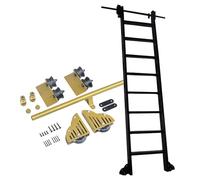 Kit d'échelle coulissante de bibliothèque de 100 à 720 cm avec roulettes freinées et système de Rail (échelle Non Incluse) (kit de Rail de 100 cm).