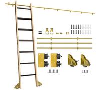 Kit d'échelle coulissante de bibliothèque Rolling Hardware Gold (échelle non incluse), système de rails ronds pour bureau en mezzanine(Non-telescopic,244cm Kit de piste)