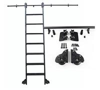 Kit d'échelle coulissante pour bibliothèque Kit de rails pour échelle roulante (sans échelle), rail d'échelle mobile en acier au carbone à tube rond(500cm Kit de piste)