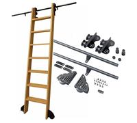 Kit d'échelle de bibliothèque pour échelle en Bois, Rail de 1 à 6 m pour Grenier, kit Complet d'accessoires pour échelle Mobile avec Roulette supérieure télescopique (échelle Non Incluse) (2