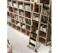 Kit d'échelle de bibliothèque roulante de 4,88 m (16 pi) - Système de Rails coulissants pour étagères, bibliothèques à Domicile et décoration Rustique - Installation Facile, Conception Peu e