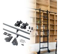 Kit d'échelle roulante de bibliothèque de 1 à 6 m, rail coulissant avec roulette supérieure télescopique, rail extensible pour grenier et placard, kit d'extension (échelle non incluse) (rail