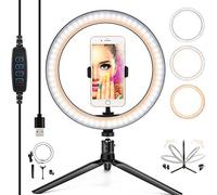 Kit D'éclairage À Del, Éclairage Annulaire À Del De 10 Pouces, 3 Modes De Couleur, 10 Anneaux À Intensité Variable, Lumières De Streamer Alimentées par USB À 360 TR/Min