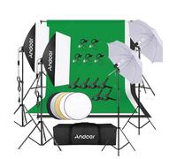 Kit D'éclairage Andoer Photo Studio, Fond 1,8 m x 2,7 m, Système de Support D'arrière-Plan, Réflecteur de Photographie, Parapluie à Lumière Douce, Boîte à Lumière, Ampoule 45W 5500K
