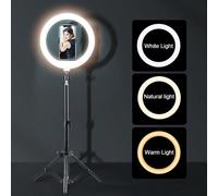 Kit d'éclairage annulaire LED professionnel de 10 pouces - Comprend un support réglable de 55 cm et un clip multifonction | Alimenté par USB, éclairage de remplissage intelligent, 3 températures de co