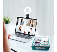 Kit d'éclairage de conférence vidéo, 3 200 K-6 500 K, avec anneau lumineux LED à clipser sur le moniteur d'ordinateur portable pour travailler distance, appels Zoom, auto-radiodiffusion, streaming