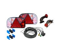 ASPÖCK Kit déclairage 2 Feux arrière Gauche et Droit 7 Fonctions 2 Feux de gabarit Faisceau 7m Prise 13 Broches connecteurs Rapides Set Complet Robuste pour remorque Plateau