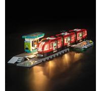Kit d'éclairage LED compatible Lego Downtown Streetcar et Station, kit d'éclairage décoratif compatible 60423 City Tram avec arrêt de bus Jouets créatifs