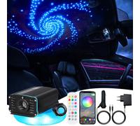 Kit d'éclairage LED fibre optique étoilée clignotante pour voiture/plafond, application Bluetooth/télécommande RF, kit d'éclairage LED fibre optique pour plafond étoilé avec 300 pièces, 2 m, câble en