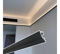 Kit d'éclairage LED pour moulage de couronne - Garniture décorative indirecte en aluminium blanc, profil à bord suspendu pour chambre à coucher, fente d'éclairage moderne (1 pièce)