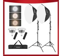 Kit d'éclairage photo de studio Andoer, ensemble d'éclairage avec boîte à lumière, lumière LED de haute qualité pour portrait de studio et photographie de produits noir