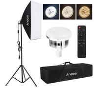 Kit d'éclairage photo de studio Andoer, ensemble d'éclairage Softbox avec lumière LED bicolore 85W 2800K-5700K * 1 + Softbox 50x70cm