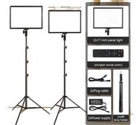 Kit d'éclairage photographique, 2x17 pouces panneaux LED, contrôle de la luminosité variable, température bicolore, 17 pouces kit d'éclairage