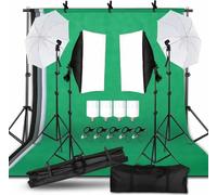 Kit d'éclairage photographique, boîtes à lumière 50 cm x 70 cm, support de fond 2,6 m x 3 m, kit studio photo 53