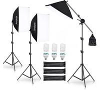 Kit d'éclairage photographique, lampes LED 135W, boîte à lumière réglable, prise EU