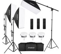 Kit d'éclairage photographique, luminosité réglable, plusieurs accessoires, noir