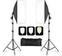 Kit d'éclairage pour boîte à lumière photographique, boîtes à lumière 50x70CM, pieds de lumière réglables, ampoule bicolore 135W