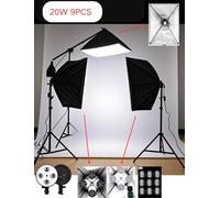 Kit d'éclairage pour la photographie, options 40W et 135W, boîte à lumière 50x70CM, 9STK 20W
